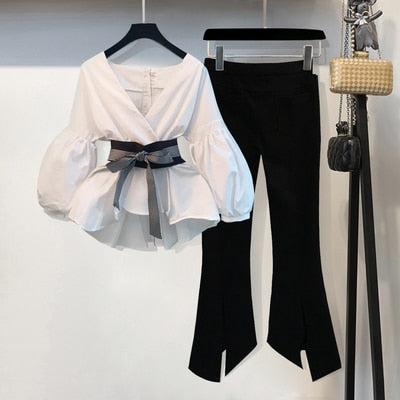 Lantern Sleeve Blouse Shirt Women 2020 Fashion Korean Style Summer Bow V-neck Striped Shirt Elegant Ladies Tops Female Clothing